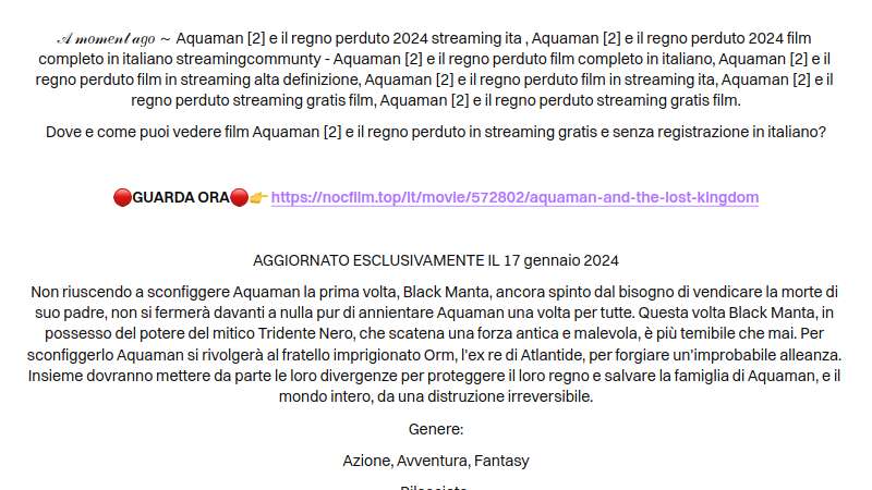 Dove Vedere»』— Aquaman 2 il regno perduto【.2024.】Streaming-ITA in Senza