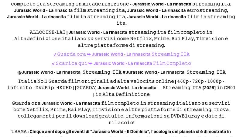 Jurassic World - La Rinascita streaing ita completo | Built with Prezo